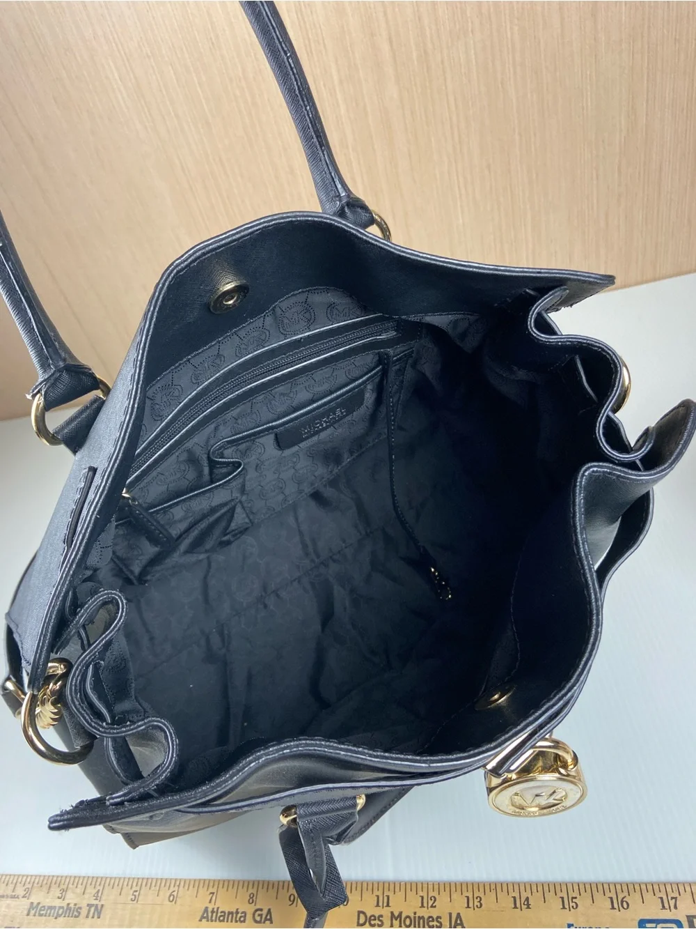 Michael Kors Hamilton Black Saffiano Leather Satchel Shoulder Bag
